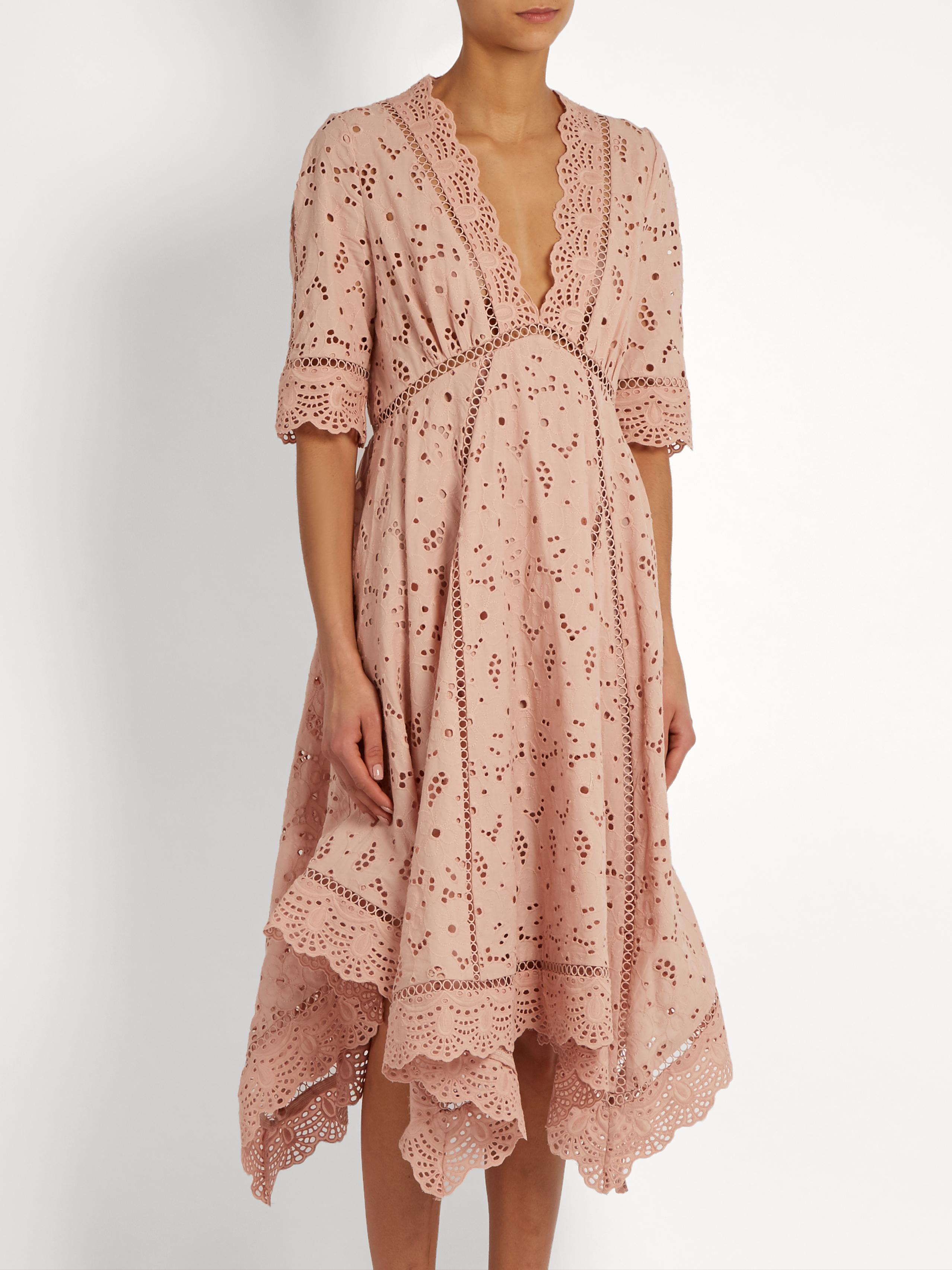 Zimmermann Cotton Mariso Broderieanglaise Dress in Light Pink (Pink